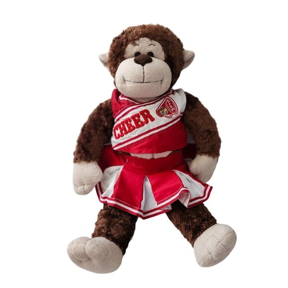 Build a Bear Stuffed animal plush monkey red cheerleader outfit 18" Ape Chimp - Picture 1 of 6